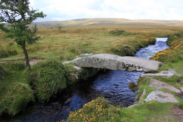 Wallabrook clapper bridge near Scorhill on Dartmoor
