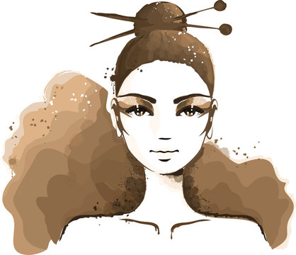 an imitation of watercolor drawing in vector