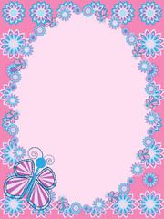 Greeting card with flower and butterfly