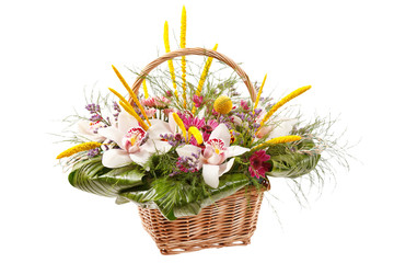 Beautiful flowers in a basket