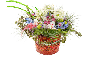 beautiful flowers in the basket