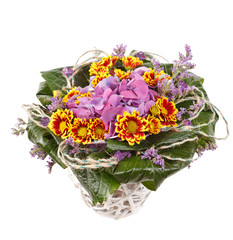 beautiful flowers in the basket