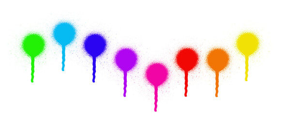 typical button dots with drip sprayed in graffiti