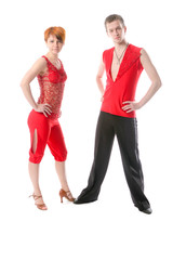 Fototapeta premium Dancing couple on a white background