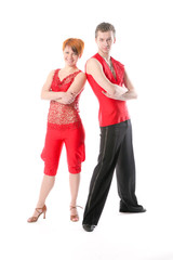 Dancing couple on a white background