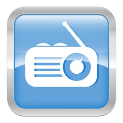 pictogramme radio série carré bleu