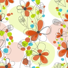 Wall murals Abstract flowers Bright floral seamless background