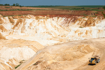 Limestone quarry with truck