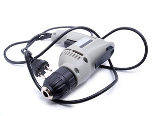 Electric drill on white