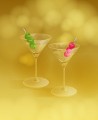 cocktails with olives and cherries