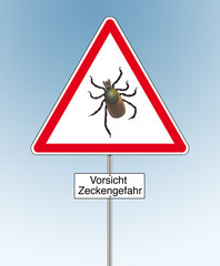 Warnschild Zeckengefahr