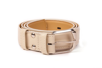 Beige leather belt