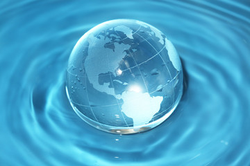 Glass globe in water