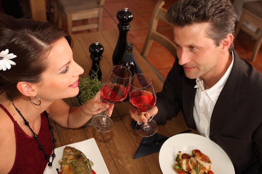 romantic dinner for two - couple in a restaurant