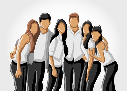 Template Of A Group People Wearing White Clothes