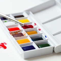 Artists' water colours closeup