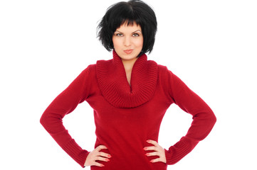 young woman over white background