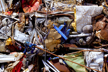 iron scrap metal compacted to recycle
