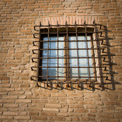 Fototapeta na wymiar okno chronione przez ogrodzenie