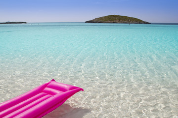 beach floating lounge pink tropical sea Formentera