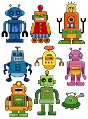 Papier Peint photo autocollant Robots jeu d& 39 icônes de robot de dessin animé.