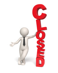 Closed text icon - red - 3d business man