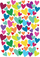 funny background made of color hearts