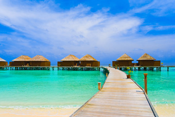 Water bungalows and pathway