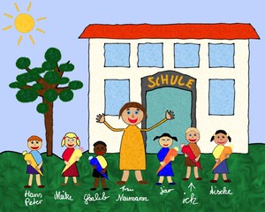 Kinderzeichnung vom Schulanfang