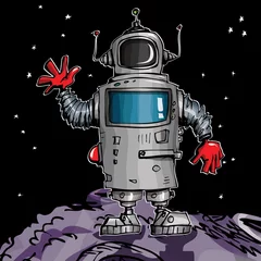  Cartoonrobot in de ruimte © antonbrand
