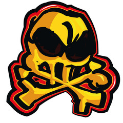 Cartoon skull surfer or skater design
