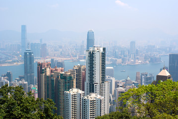 Fototapeta na wymiar Hong Kong skyline viewed from top
