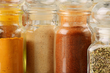 Spices on kitchen table