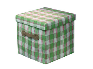 one cube green container isolated on white, closed box