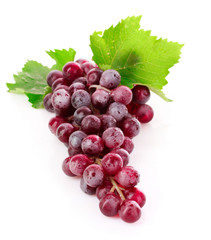 Pink grape cluster isolated on white