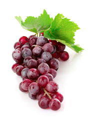 Pink grape cluster isolated on white