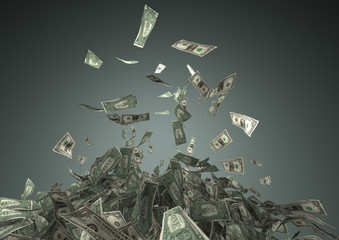Burst of dollar bills