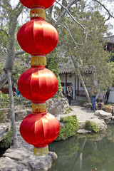 Obraz premium Red lantern in asian garden