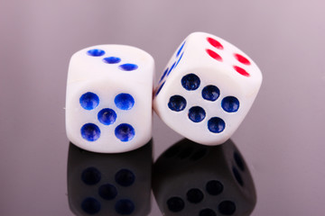 Dices isolated on gray background