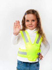 Kind in der Warnweste