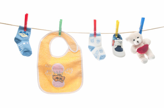 clothesline with baby clothes
