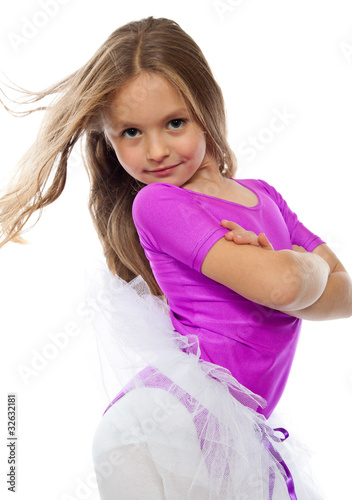 on Young girl bed posing