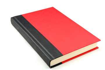 Isolated Inclined two tone red and black note book.