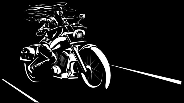 vector image of pretty biker woman