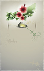 Greeting card with embroidered flowers