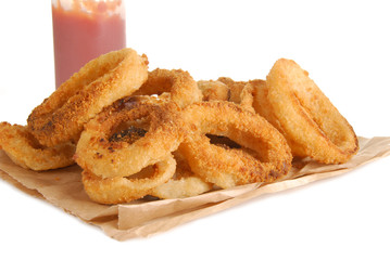 Onion rings and katchup