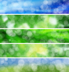 Pack of web banner summer bokeh