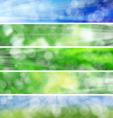 Pack of web banner summer bokeh