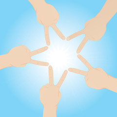 Hands creating a star