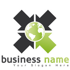 logo globe terrestre et flèches